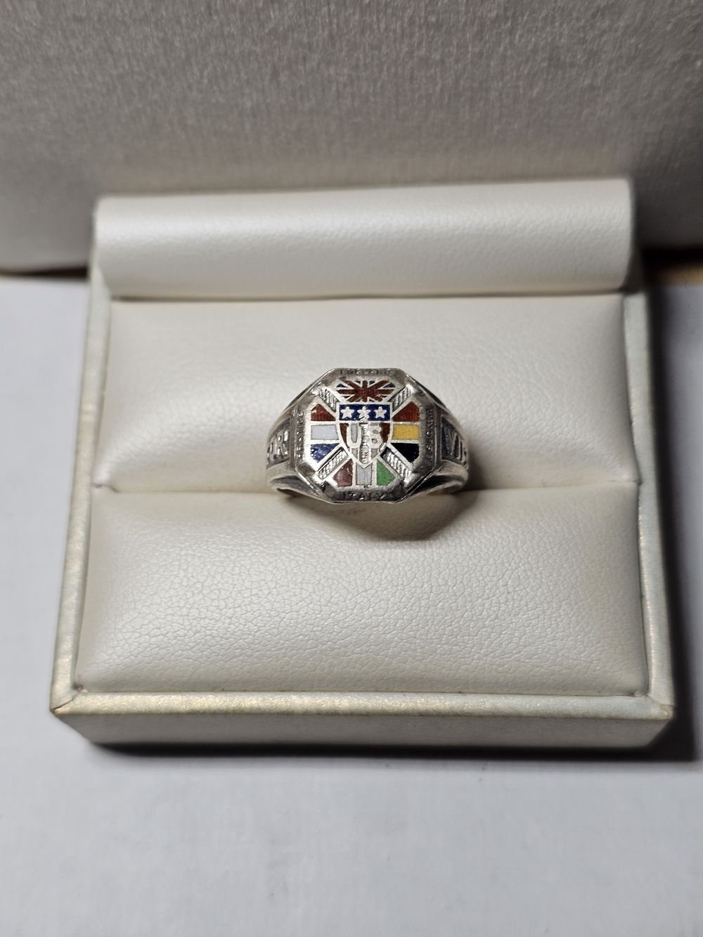 Ostby Batron Ww1 “all For victory” Allied Forces Sterling Silver Ring Size 6½